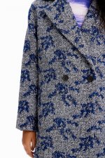 Palton lung jacquard cu model herringbone