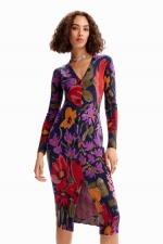 Rochie midi tricotată mulată cu imprimeu floral
