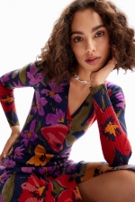 Rochie midi tricotată mulată cu imprimeu floral