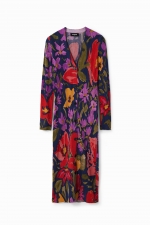 Rochie midi tricotată mulată cu imprimeu floral