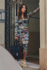 Rochie tricotată multicoloră cu imprimeu tapiserie