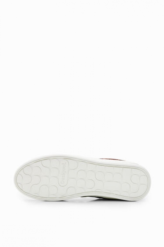 Sneakers mid-top patchwork cu platformă