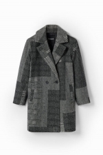 Palton lung oversize cu carouri multicolore