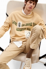 Pantaloni cargo bej jogger cu talie elastică