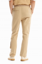 Pantaloni cargo bej jogger cu talie elastică
