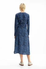 Rochie albastră midi cu imprimeu floral maxi