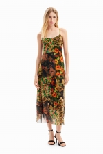 Rochie midi florală cu pulover detașabil