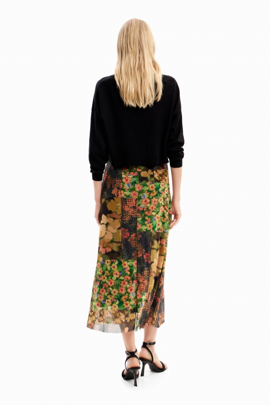 Rochie midi florală cu pulover detașabil