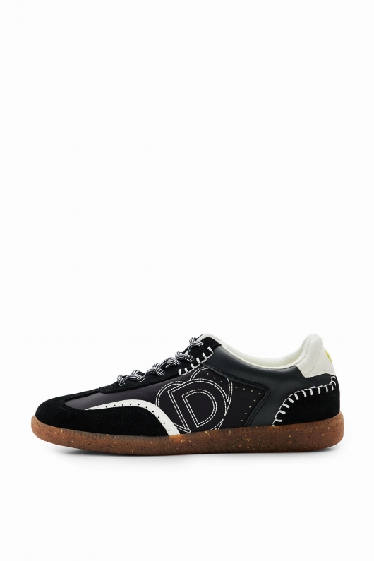 Sneakers retro cu patchwork și detalii brodate