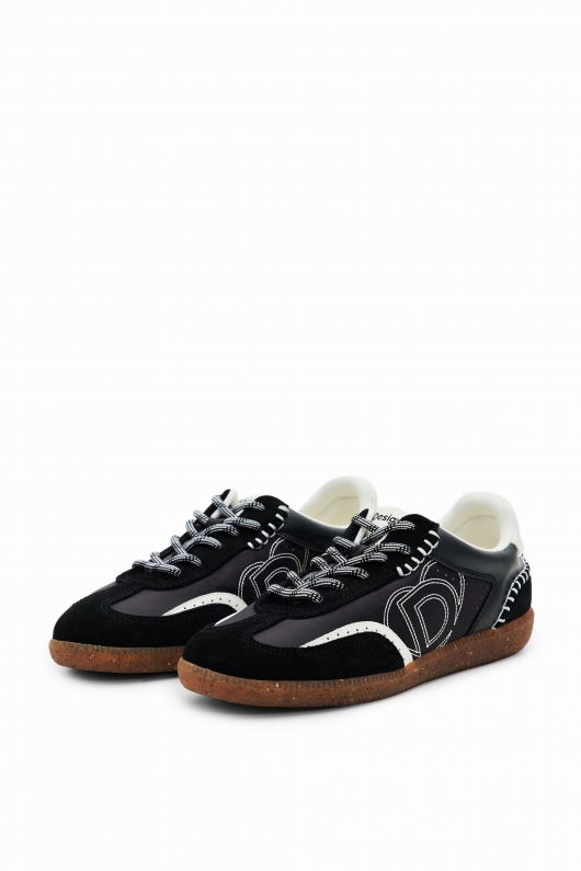 Sneakers retro cu patchwork și detalii brodate