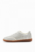 Sneakers retro metalici cu detalii patchwork
