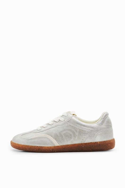 Sneakers retro metalici cu detalii patchwork