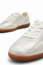 Sneakers retro metalici cu detalii patchwork