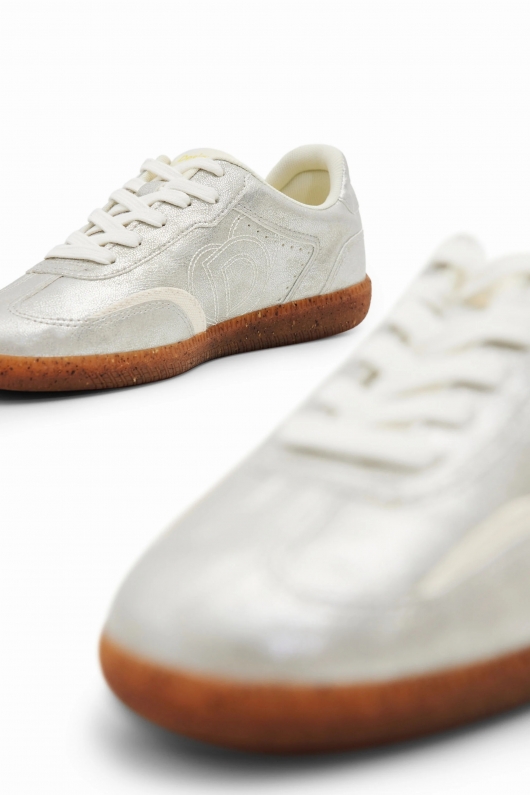 Sneakers retro metalici cu detalii patchwork