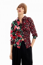Cămașă casual cu imprimeu floral multicolor
