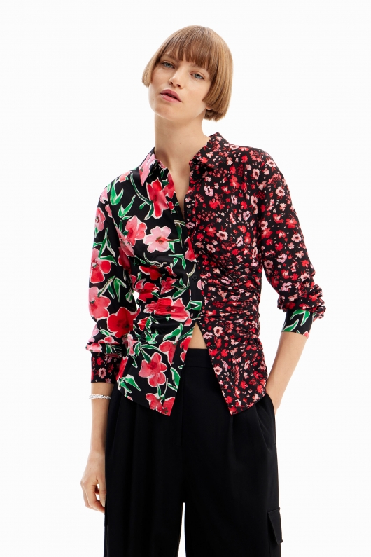 Cămașă casual cu imprimeu floral multicolor