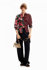 Cămașă casual cu imprimeu floral multicolor
