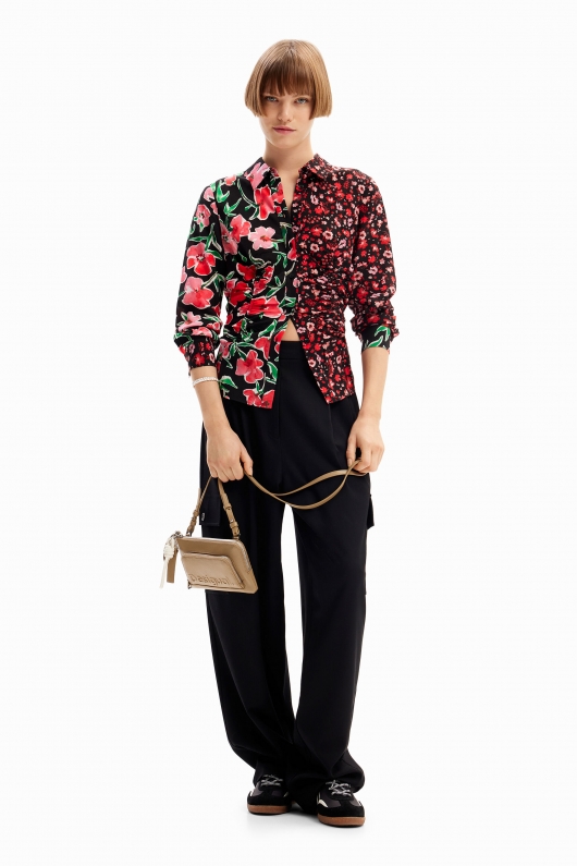 Cămașă casual cu imprimeu floral multicolor