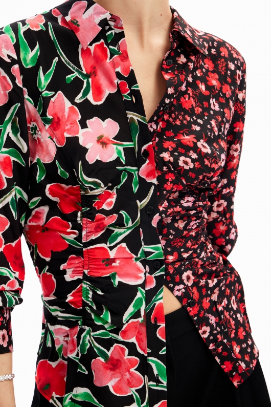 Cămașă casual cu imprimeu floral multicolor