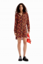 Rochie scurtă cămașă cu imprimeu floral multicolor
