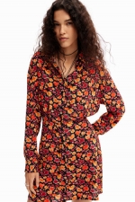 Rochie scurtă cămașă cu imprimeu floral multicolor