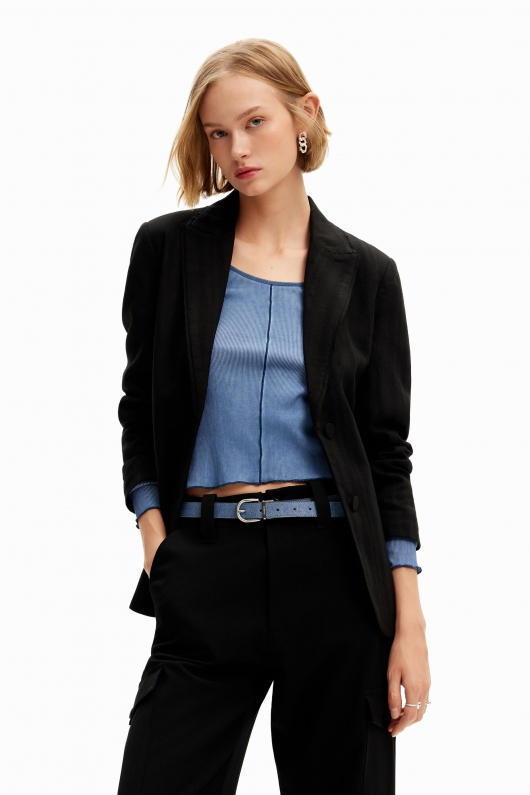 Curea reversibilă denim cu efect iridescent