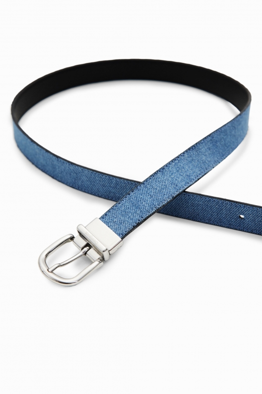 Curea reversibilă denim cu efect iridescent