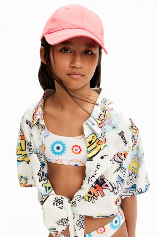 Costum de baie 2 piese cu imprimeu geometric multicolor