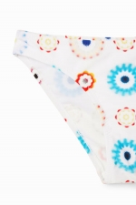 Costum de baie 2 piese cu imprimeu geometric multicolor