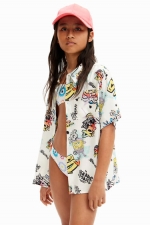 Costum de baie 2 piese cu imprimeu geometric multicolor