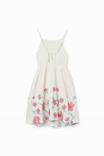 Rochie scurtă albă cu bretele și broderie florală