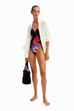 Costum de baie întreg cu imprimeu tropical
