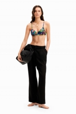 Sutien multicolor cu print tropical