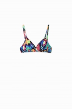 Sutien multicolor cu print tropical