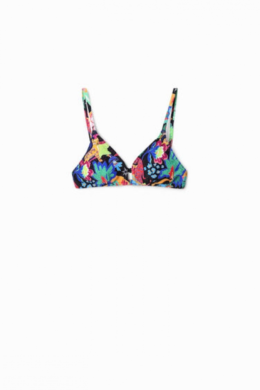 Sutien multicolor cu print tropical