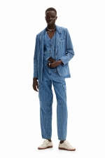 Sacou denim cu dungi și croială regular