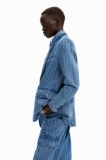 Sacou denim cu dungi și croială regular