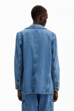 Sacou denim cu dungi și croială regular