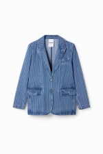 Sacou denim cu dungi și croială regular