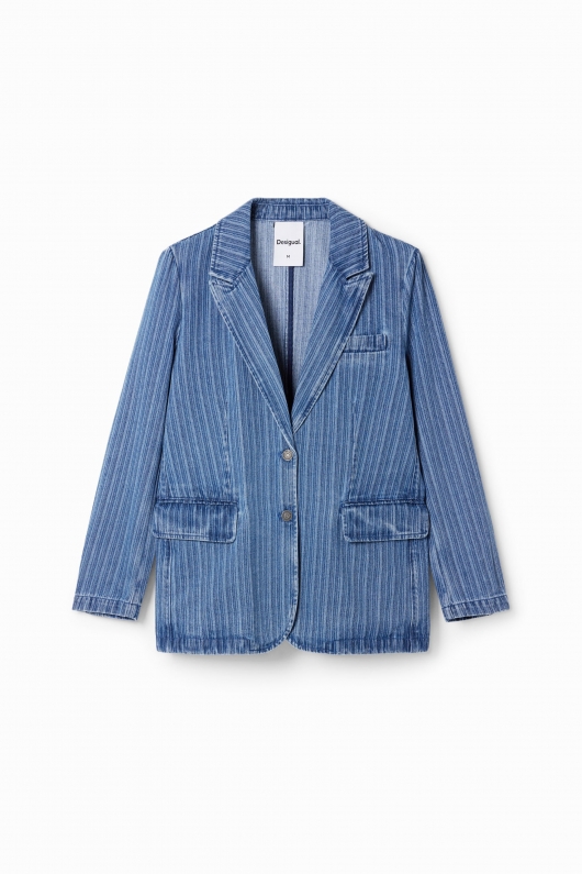 Sacou denim cu dungi și croială regular