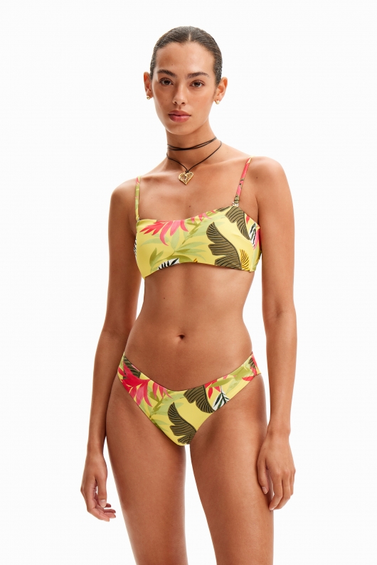Top de baie bustieră cu imprimeu tropical