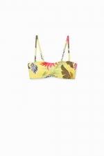 Top de baie bustieră cu imprimeu tropical