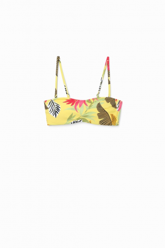 Top de baie bustieră cu imprimeu tropical