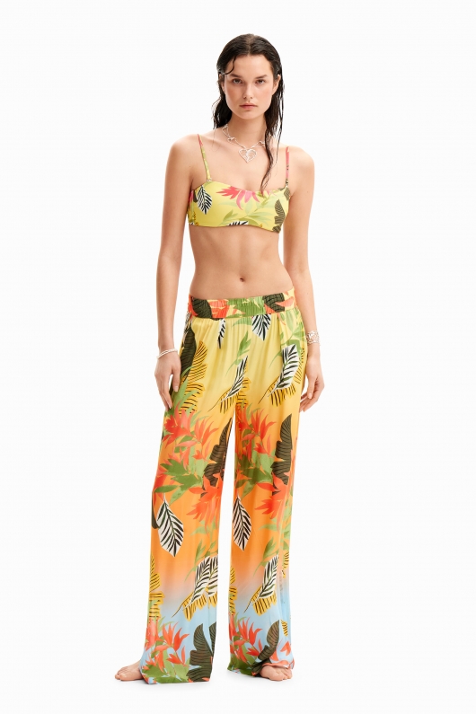 PANTALONI DE PLAJA CU PRINT TROPICAL