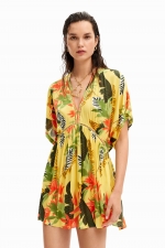 Rochie scurtă de plajă cu print tropical