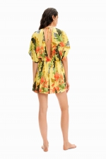 Rochie scurtă de plajă cu print tropical