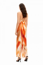 Salopetă satinată tie-dye cu bretele subțiri