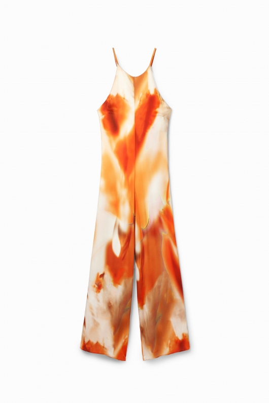 Salopetă satinată tie-dye cu bretele subțiri