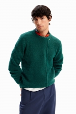 Pulover verde casual cu detalii brodate