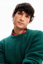 Pulover verde casual cu detalii brodate